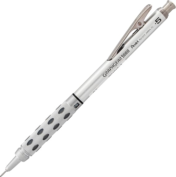 Pentel Graphgear 1000 Metal Gövdeli, Gizli Uçlu, Teknik Çizim ve Yazı İçin Mekanik Kurşun Kalem, 0.5 mm, Orijinal Kutusunda