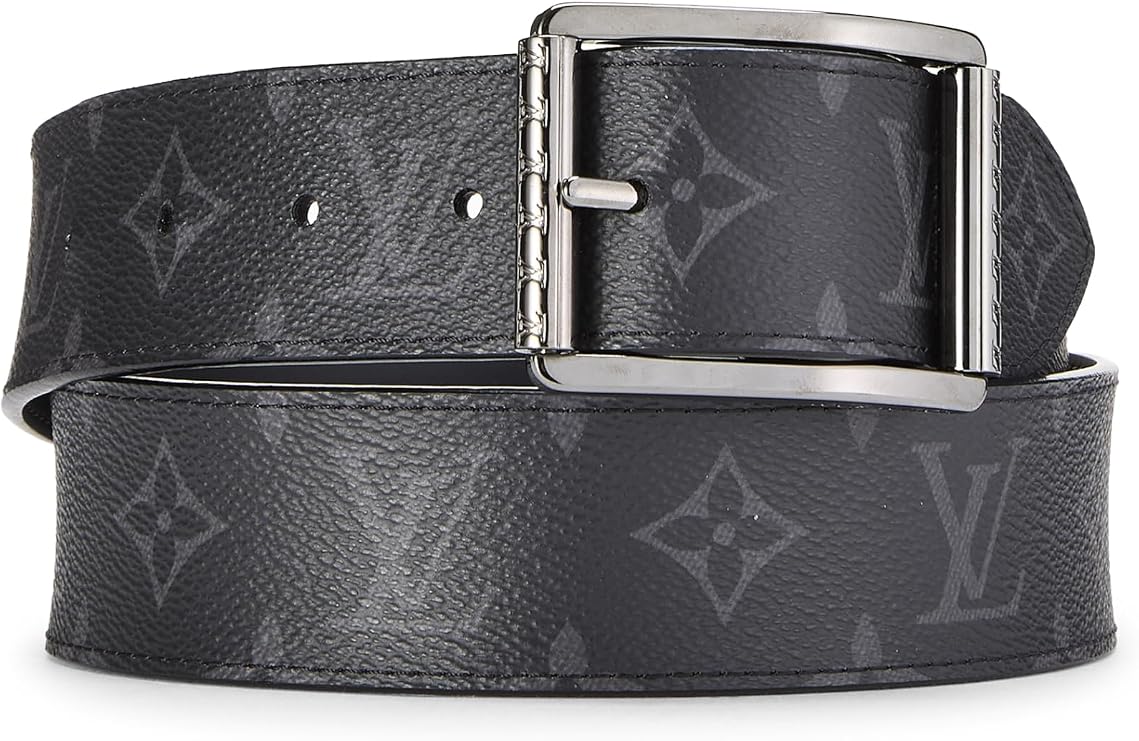 Pre-loved Black Monogram Eclipse Ceinture Reversible 90, Black
