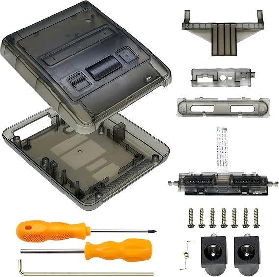 Game Console Replacement Case Transparent Box - Compatible With Super Famicom - Compatible With Bitfunx - Transparent Box For Game Consoles(TRN Black)