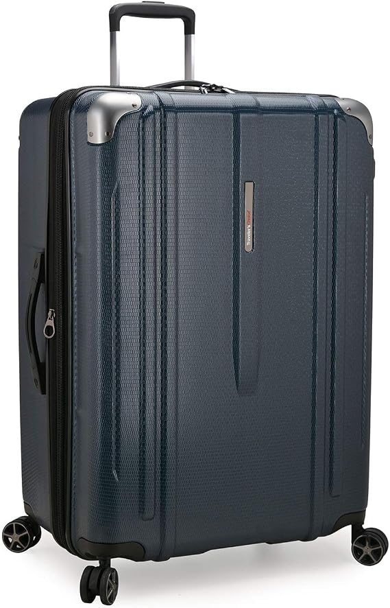 Traveler's Choice New London II Hardside Expandable Spinner Luggage, Navy, Checked-Large 29-Inch