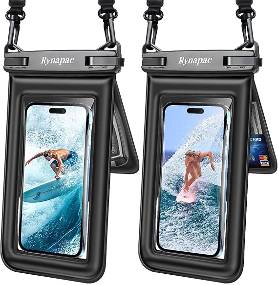 Rynapac Floating Waterproof Phone Pouch Up to 8.5"-2Pack IPX8 Dry Bag Case