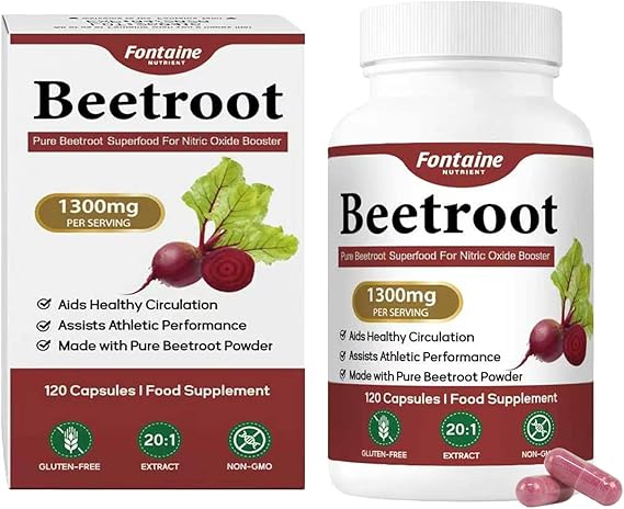 Beetroot Capsules1300mg Beet Root Powder Nitric Oxide Precursor 120 Count