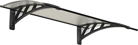 Palram - Canopia Neo 1180 4' x 3' Door/Window Awning, Gray/Diffused Clear | Fixed Outdoor Awning DIY Kit for House, Polycarbonate UV Protected Panel, Durable Plastic Polymer Frame, Weather Resistant