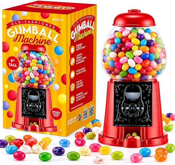 Tradeopia 9" Gumball Machine for Kids and Adults - Plastic, Old Fashioned Gumball Machine, Enjoyable Gift for Any Occasion (Gumballs Not Included)