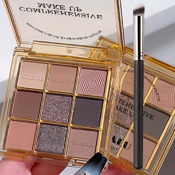 Chocolate Brown Make-Up Palette - 9 Color Matte & Shimmer Eyeshadow, Highly Pigmented, Long Lasting, Glitter Eyeshadow Palette for Bright Looks