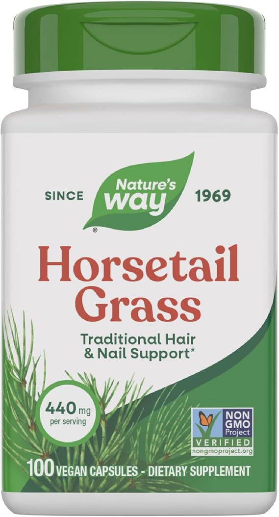 Nature's Way Horsetail Grass - Daily Traditional Beauty Supplement for Traditional Hair & Nail Support* - 440mg per Serving - Vegan, Dairy-Free & Soy-Free - 100 Count (100 Servings)