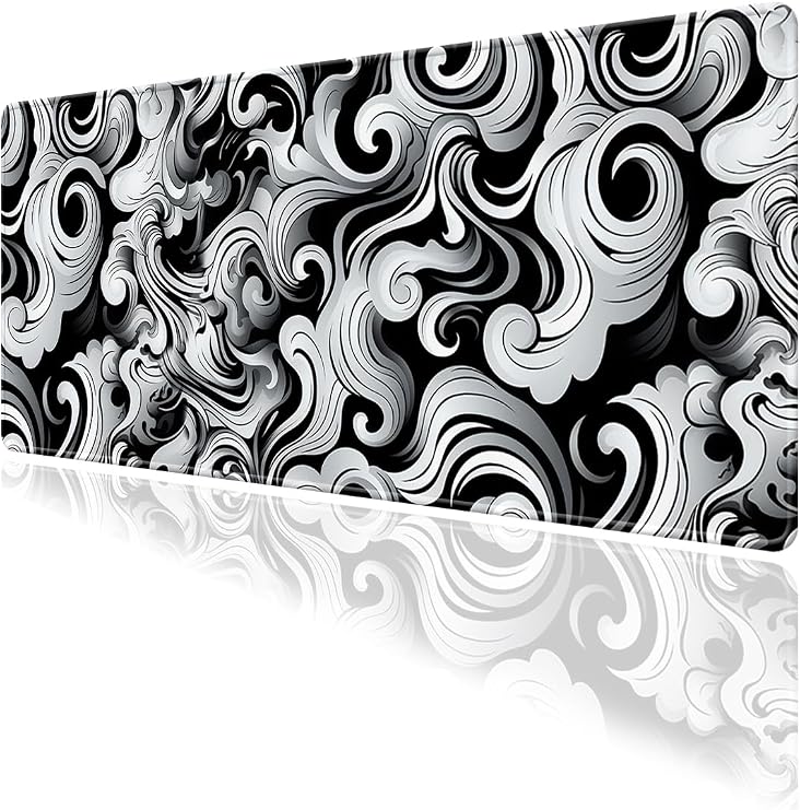 Wave Temalı Oyun Gaming Klavye Mouse Pad Masa Matı 70x30cm Kaymaz Kauçuk Taban Dikişli Kenar