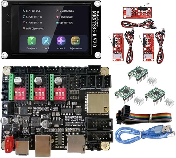 3軸cncシールド 32ビット Esp32 Grbl ブレークアウトボード Mks Dlc32 V2.1 コントロールプレート Ts35 Lcdディスプレイ オフラインコントローラー Cnc3018 デスクトップレーザー彫刻機用パーツ