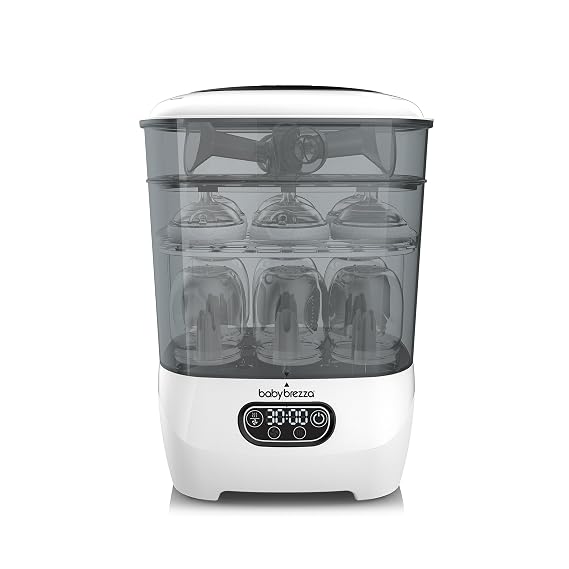 Baby Brezza Bottle Sterilizer and Dryer Advanced 33% Faster - Largest Capacity Steam Sanitizer - Universal Sterilization Machine for All Bottles + Pump Parts - HEPA Air Filter