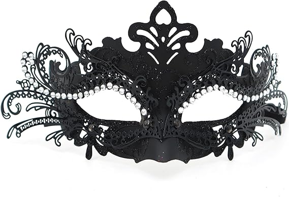 Masquerade Mask for Women Elegant Venetian Masks with Rhinestones Mardi Gras,Costume Party,Halloween,Ball