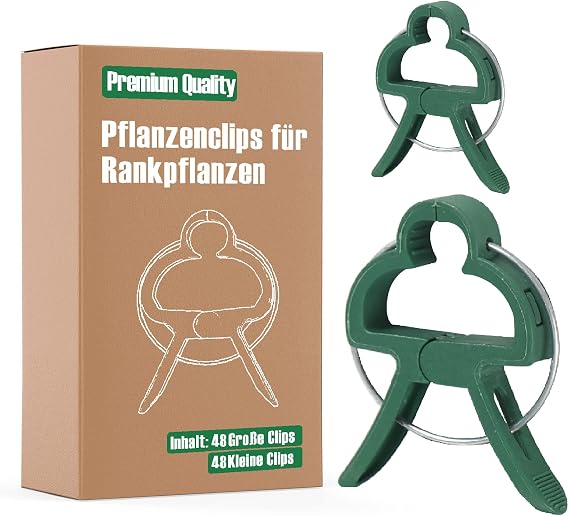 Pack of 96 Plant Clips for Tomatoes Cucumbers Climbing Roses and Other Climbing Plants Sturdy High-Quality Plant Clips Trellis for Plants (48 Large + 48 Small)