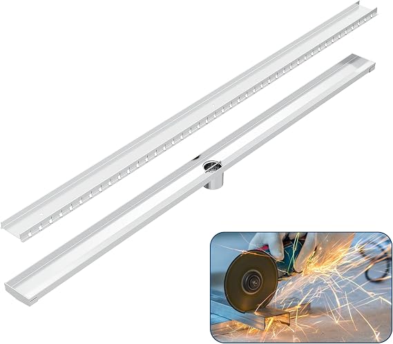 Neodrain 48" Cuttable Brushed Linear Shower Drain, Tile-Insert Drain Cover | 304 Stainless Steel Cuttable Shower Linear Drain,DIY length Floor Drain, Hair Catcher&Lift Hooks,Fits Bath & Balcony