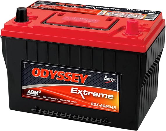 Odyssey Battery, Extreme Series, AGM, 12V, 850 Cranking amps, Top Post, 10.86 in L, 7.87 in H, 6.77 in W, Each