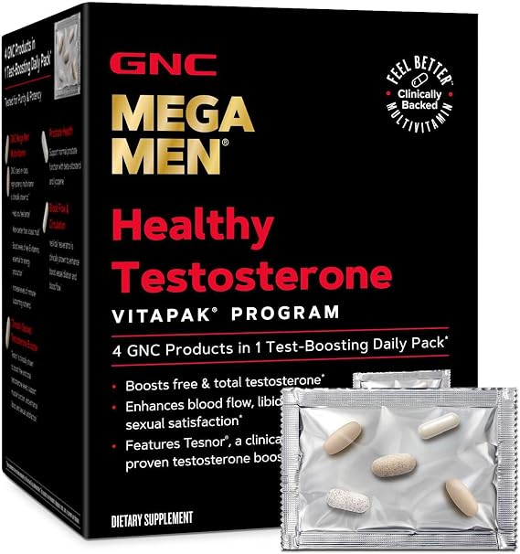 GNC Mega Men Healthy Testosterone Vitapak Program V2, 30 Ct, 30 Servings