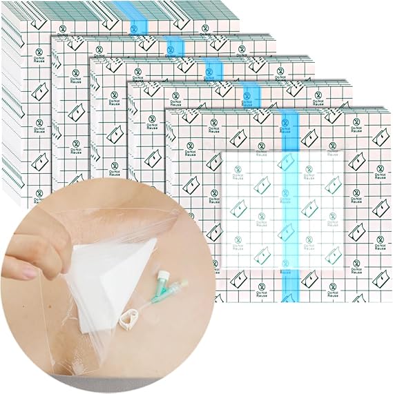 25 Pcs Waterproof PD Dialysis Catheter Wound Cover Shields Island Dressing Bandages for Showering Picc Line Chest Peritoneal Chemo Port Feeding Tube G-Tube Water Barrier Protector, 6"x6"