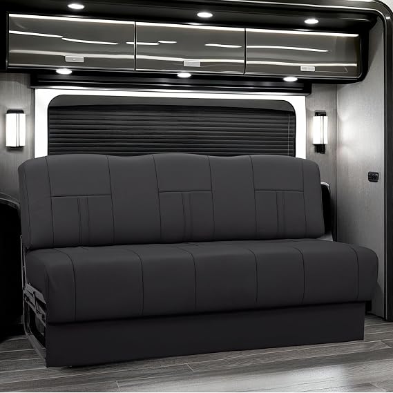 Ethos RV Sofa Bed, 72" Wide, Ultimate Leather, Black