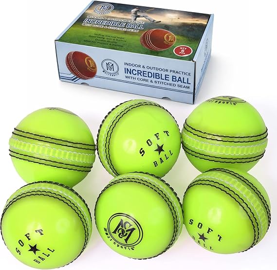 Incrediball Soft Practice Cricket Balls | Outdoor & Indoor Rubber Cricket Ball With Core & Stitched Seam | For Practice, Honing Skills & Practice