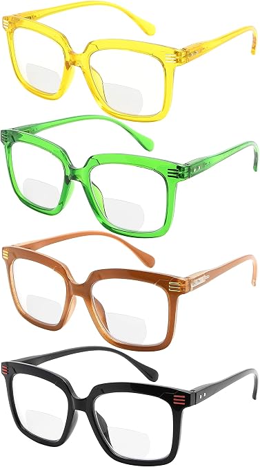 Eyekepper 4-Pack Bifocal Reading Glasses for Women - Ladies Bifocal Readers