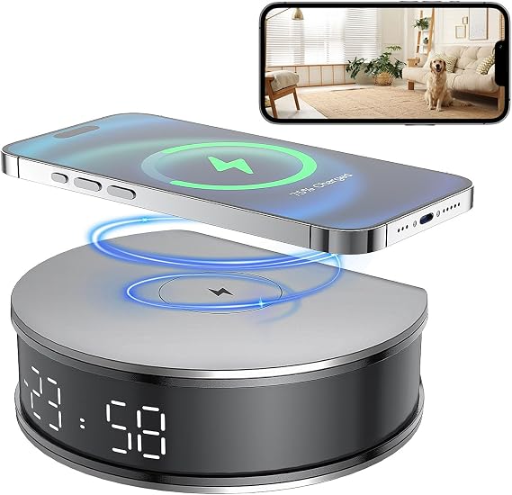 WiFi Camera Clock Video Recorder Real-Time Camera with Wireless Spy Camera Clock, 1080P HD,Motion Detection 110Viewing Angle Security Camera for Home Office Store(2.4Ghz)