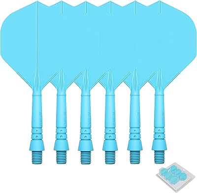CyeeLife 6pcs Molded Dart Flights and Shafts,one Piece Integrated Accessory BlackWhiteBlueRed 2BA CF02A,SML