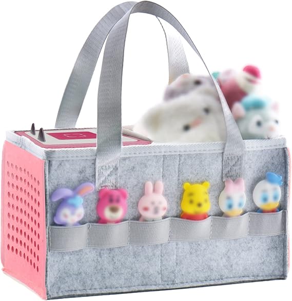 Tonies Carry Case, Carrying Case for Toniebox Starter Set and Accessories Tonies Case Travel Storage Felt Bag with Handle for Toniebox and Tonies Figurine (Light Pink)