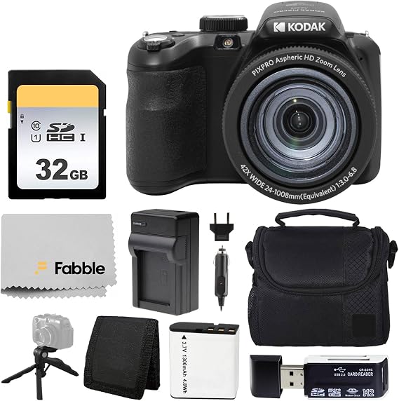 Kodak PIXPRO AZ425 Digital Camera Bundle with 32GB Memory Card, Camera Case (Black), Battery, Charger, USB Card Reader, Table Tripod, Accessories (Black)