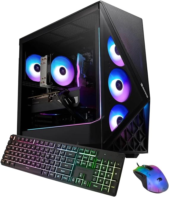 iBUYPOWER Slate Gaming PC Desktop, Intel Core i5-14400F, NVIDIA GeForce RTX 5070, 32GB DDR5 RGB RAM, 1TB NVMe SSD, Keyboard & Mouse, Windows 11 Home