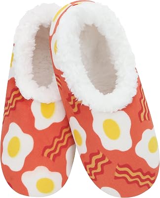 Snoozies Sherpa-Lined Slipper Socks - Fuzzy and Cute Slippers for Women with Non-Slip Sole - Ladies Warm Slippers
