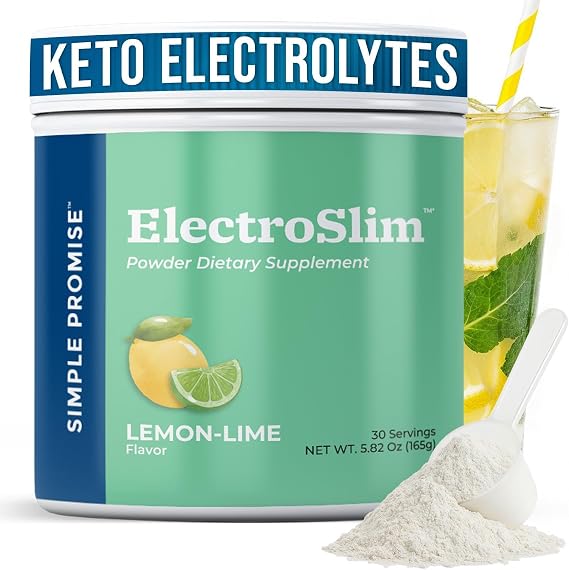 Simple Promise ElectroSlim - Sugar-Free Keto Electrolytes Powder - No Sugar Formula for Daily Energy Support and Hydration, Low Sodium Organic Electrolytes Powder, 30 Servings, Lemon Lime Flavor