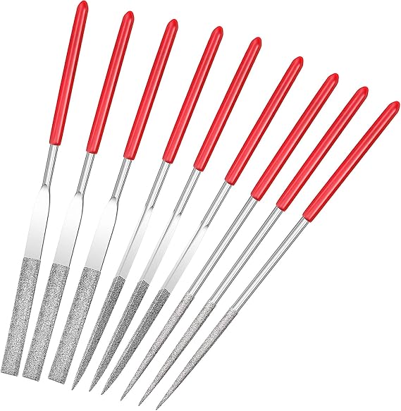 Mudder Miniature and Model Files,Includes Diamond Needle File Set | 9 Piece Mini Model File Round, Flat, Triangular and Square