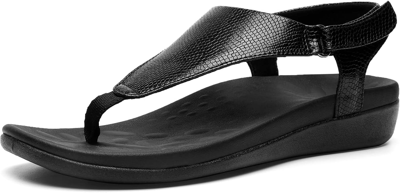 UTENAG Womens Arch Support Sandals Orthotic Adjustable Thong Flip Flops