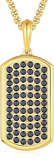 GAVU 18K Gold-Plated Dog Tag Pendant Necklace for Men, Stainless Steel Necklace for Men 20"