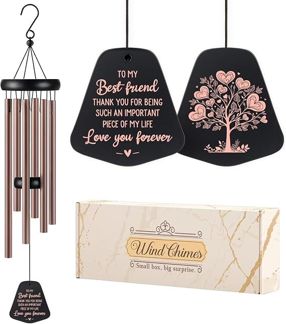 Best Friend Birthday Gifts for Women, Best Friend Wind Chime Gift, Friendship Gifts for Women, Bestie, BBF, Soul Sister, to My Bestie Windchimes Presents 26in