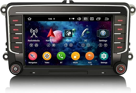 7 inch 4GB+64GB Android 14 Car Stereo 2 din Head Unit for VW Amarok Crafter Caddy Polo 6R Skoda Yeti Transporter T6 Support Wireless Carplay Android Auto DSP Bluetooth Wifi 8-Core