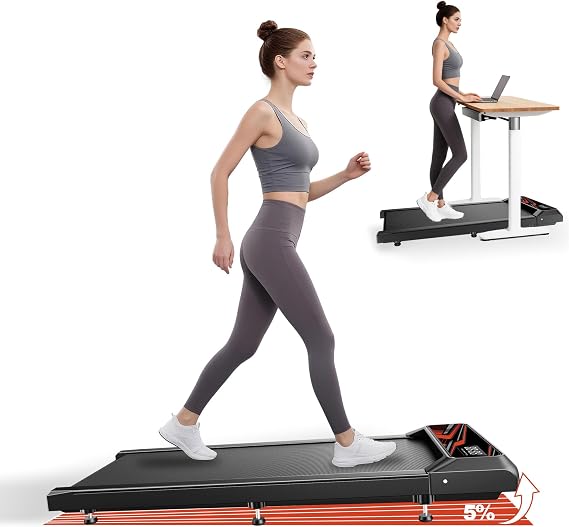 Walking Treadmill Pad with Incline, Portable Under Desk Treadmill for Home Office, 2.5 HP Quiet Compact Walking Machine with Remote & LED Display,Speed/Time/Distance/Calories