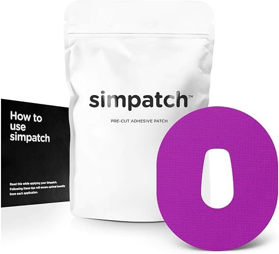 SIMPATCH Adhesive Patch for Dexcom G6, CGM Tape, Purple, 25-Pack | Waterproof Adhesive, Multiple Colors Available