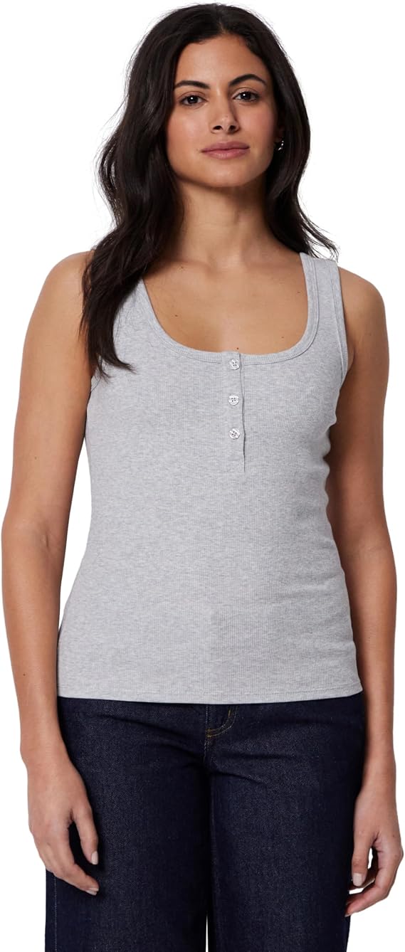 Amazon Essentials Women's Slim-Fit Ribbed Henley Tank