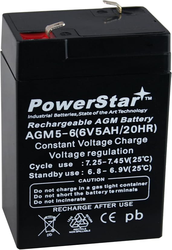 Battery 6v 6 Volt Sla Vrla Rechargeable 4, 4.5,5 Ah