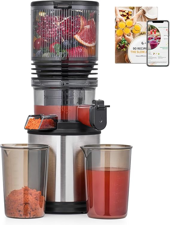 AMZCHEF Cold Press Juicer Machine, 6-Inch Chute for Whole Fruits/Veggies