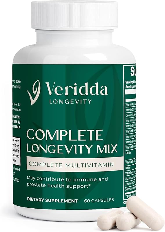 Complete Longevity Mix Daily Multivitamin Capsules with B-Complex, Antioxidants, Green Tea & Echinacea Whole Body Energy, Immune & Vitality Support 60 Capsules