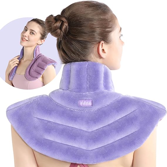 SuzziPad Microwave Heating Pad for Neck and Shoulders, Microwavable Heated Neck Wrap Warmer with Moist Heat, Herbal Lavender Aromatherapy, Hot & Cold Compress, Ideal for Mother's Day
