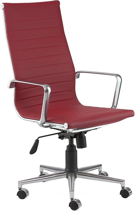 Semper Office Chrome Executive Chair & Ergonomic Adjustable Design & 360 Degree Rotatable and Armrestless Design Office Chair (RED)