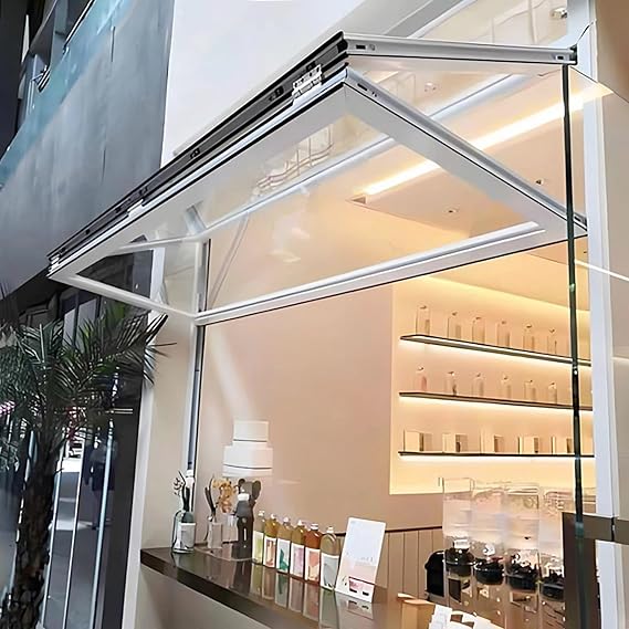 Foldable Aluminum Folding Window with Safety Lock, Folding Sliding Concession Window, Customizable Aluminum Mobile Home Windows for Outdoor Kitchen, Bar(WxH 16x24in/40.6x60.9cm)