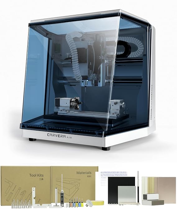 Carvera Air Desktop CNC Machine, Enclosed Mini Mill, 4th Axis Kit