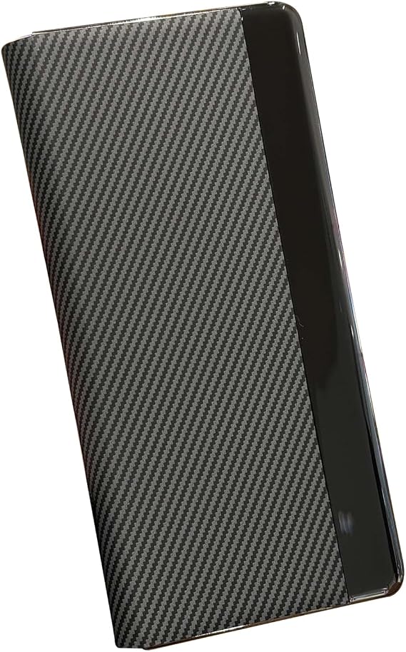 Leather Case for Huawei Mate X6, Carbon Fiber Texture Window View Function Flip Folio Full Body Protection Shockproof Shell,Black,Mate X6