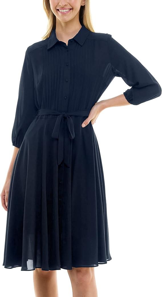 Nanette Nanette Lepore Womens Elbow Sleeve Pintuck Shirt with Self Lining Dress