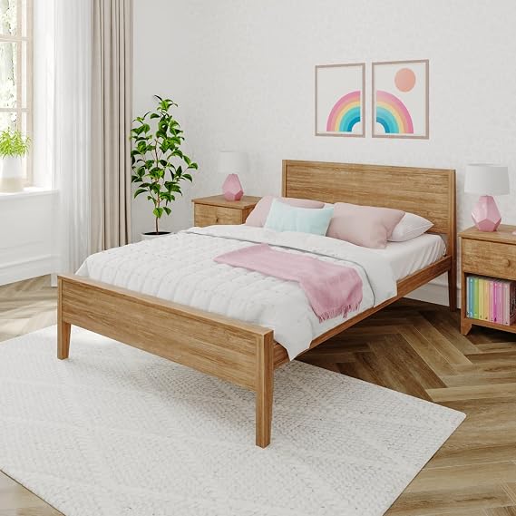 Max & Lily Classic Panel Bed (Full), Panel Headboard, Pecan
