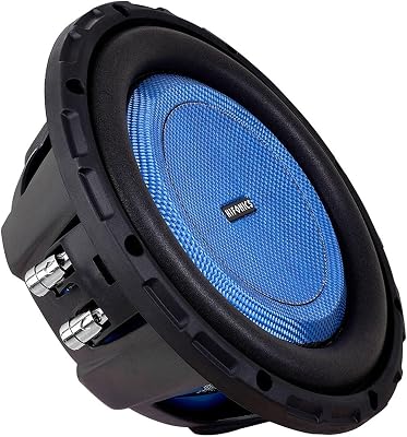 Hifonics Elite 8 Inch Shallow Mount Car Subwoofer, Dual 4 Ohm Voice Coil Speaker 500 Watt Peak Power Mobile Amplifier, BlackBlue