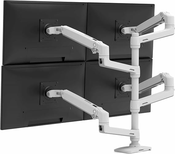 Ergotron LX Quad Monitor Arm, VESA Desk Mount for 4 Monitors Up to 40 Inches, 7 to 11 lbs Each White