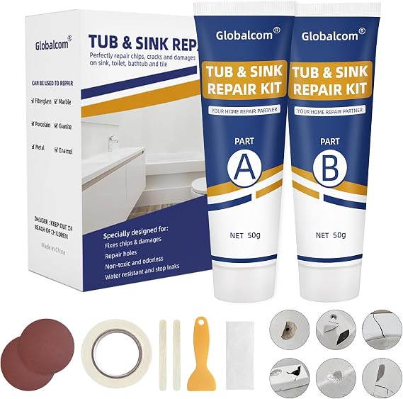 Tub Repair Kit White, Fiberglass Shower tub and Porcelain Sink Repair Kit